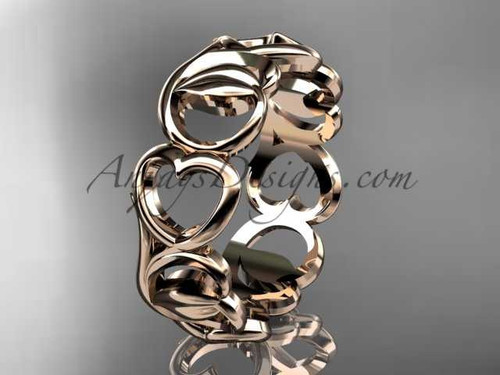 Gold Heart Band, Heart Wedding Ring Band, 14kt Rose Gold Leaf Engagement Ring ADLR560G Gold Heart Band, Heart Wedding Ring Band, 14kt Rose Gold Leaf Engagement Ring ADLR560G