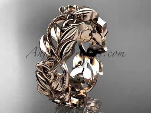 Wedding Band, 14Kt Rose Gold Bridal Ring, Irish Celtic Triquetra Ring CT7572G