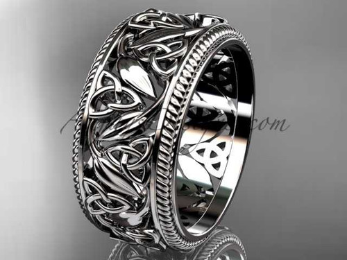 Celtic Triquetra Knot Wedding Band, Platinum Irish Trinity Bridal Ring, Bridal Ring CT7596G