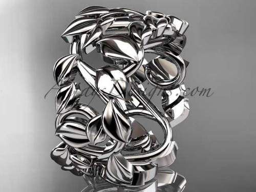 Leaf Wedding Ring, Plant Modern Wedding Band, Platinum Engagement Ring ADLR590G