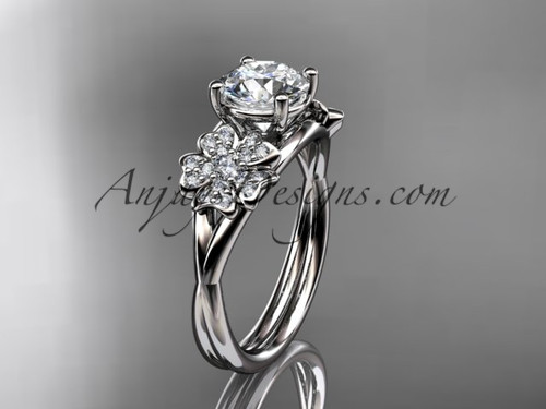 Ideal Moissanite Wedding Ring, White Gold Elegant Sakura Blossom Engagement Ring VD8189