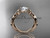 14kt rose gold celtic trinity knot  wedding ring, engagement ring with a "Forever One" Moissanite center stone CT7216