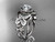 Platinum diamond floral, butterfly wedding ring, engagement ring with a "Forever One" Moissanite center stone ADLR136