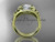 14kt yellow gold diamond floral wedding ring, engagement set with a "Forever One" Moissanite center stone ADLR126S