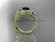 14kt yellow gold diamond leaf wedding set, engagement set with a Black Diamond center stone ADLR334