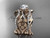 Unique 14kt rose gold floral diamond wedding ring, engagement ring and double matching band ADLR270S