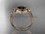 Unique 14k rose gold diamond leaf and vine, floral diamond engagement ring with a Black Diamond center stone ADLR333