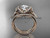 14kt rose gold diamond unique engagement set, wedding ring, bow ring with a "Forever One" Moissanite center stone ADER155S