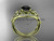 Unique 14kt yellow gold diamond leaf and vine wedding ring, engagement ring with a Black Diamond center stone ADLR244