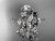 Platinum diamond leaf and vine wedding ring, engagement ring, engagement set with a "Forever One" Moissanite center stone ADLR151S