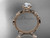 14k rose gold diamond vine and leaf wedding ring, engagement ring with a "Forever One" Moissanite center stone ADLR290