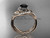 Unique 14kt rose gold diamond leaf and vine wedding ring, engagement ring with a Black Diamond center stone ADLR222