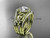 Modern Diamond Celtic Wedding Ring Set, 14kt Yellow Gold Halo Engagement Ring with a double wedding band CT7131S