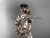 14k rose gold diamond leaf and vine engagement ring with a Black Diamond center stone ADLR124