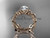 14kt rose gold diamond celtic trinity knot wedding ring, engagement ring with a "Forever One" Moissanite center stone CT7215S