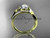 14kt yellow gold diamond leaf and vine wedding ring, engagement ring with "Forever One" Moissanite center stone ADLR78