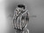 platinum diamond celtic trinity knot wedding ring, engagement ring with a Black Diamond center stone and double matching band CT7155S