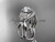 14k white gold diamond leaf and vine wedding ring, engagement set ADLR90S