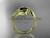 Glorious Celtic Black Diamond engagement ring, 14kt Yellow Gold Leaf Wedding Ring CT7324