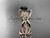 14k rose gold diamond leaf and vine wedding ring, engagement set with a Black Diamond center stone ADLR90S