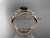 14k rose gold diamond leaf and vine wedding ring, engagement set with a Black Diamond center stone ADLR90S