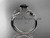 14kt white gold diamond leaf and vine wedding ring, engagement ring with Black Diamond center stone ADLR70