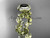 14k yellow gold diamond leaf and vine wedding ring, engagement ring with a Black Diamond center stone ADLR212