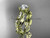 14kt yellow gold diamond leaf and vine wedding ring, engagement ring with a "Forever One" Moissanite center stone ADLR342