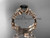 14kt rose gold celtic trinity knot wedding ring, engagement set with a Black Diamond center stone CT7238S