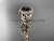14kt rose gold diamond celtic trinity knot wedding ring, engagement ring with a Black Diamond center stone CT7300