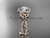 14kt rose gold diamond celtic trinity ring, triquetra ring, Irish engagement ring with a "Forever One" Moissanite center stone CT7374