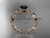 14kt rose gold diamond leaf and vine wedding ring, engagement ring with Black Diamond center stone ADLR59