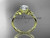 14kt yellow gold diamond celtic trinity knot wedding ring, engagement ring with a "Forever One" Moissanite center stone CT7388