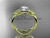 14kt yellow gold diamond leaf and vine wedding ring, engagement ring with a "Forever One" Moissanite center stone ADLR90