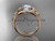 14kt rose gold diamond leaf and vine wedding ring, engagement set with a "Forever One" Moissanite center stone ADLR91S