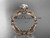 14kt rose gold diamond floral wedding ring, engagement ring with a "Forever One" Moissanite center stone ADLR192