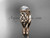 14kt rose gold celtic trinity knot wedding ring, engagement set with a "Forever One" Moissanite center stone CT7169S