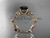 14kt rose gold diamond celtic trinity knot wedding ring, engagement ring with a Black Diamond center stone CT7215
