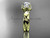 14kt yellow gold diamond leaf and vine wedding ring, engagement ring with a "Forever One" Moissanite center stone ADLR289