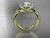 14kt yellow gold diamond leaf and vine wedding ring, engagement ring with a "Forever One" Moissanite center stone ADLR289