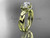 14kt yellow gold diamond leaf and vine wedding ring, engagement ring with a "Forever One" Moissanite center stone ADLR289