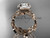 14k rose gold diamond leaf and vine wedding ring, engagement ring, engagement set with a "Forever One" Moissanite center stone ADLR212S