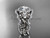 14kt white gold diamond unique engagement ring, wedding ring with double matching band ADLR300