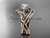 14kt rose gold diamond celtic trinity knot wedding ring, engagement set with a "Forever One" Moissanite center stone CT7320S