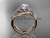 14kt rose gold diamond celtic trinity knot wedding ring, engagement set with a "Forever One" Moissanite center stone CT7320S