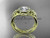 14kt yellow gold celtic trinity knot engagement set, wedding ring with a "Forever One" Moissanite center stone CT789S