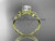 14kt yellow gold flower diamond wedding ring, engagement ring with a "Forever One" Moissanite center stone ADLR388