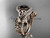 14kt rose gold diamond celtic trinity knot wedding ring, engagement set with a Black Diamond center stone CT7211S