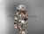 14k rose gold diamond leaf and vine wedding ring, engagement ring with a "Forever One" Moissanite center stone ADLR118