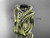 14kt yellow gold diamond celtic trinity knot wedding ring, engagement ring with a Black Diamond center stone and double matching band CT7369S